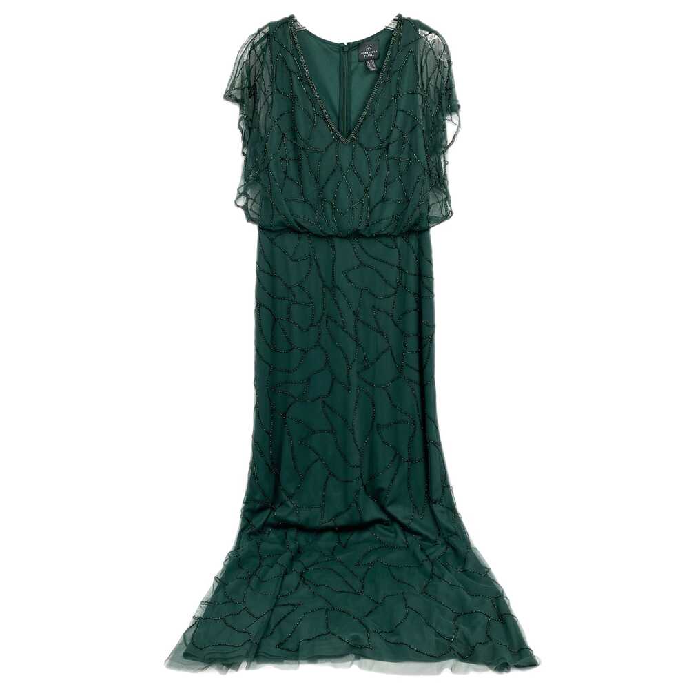 Adrianna Papell Green Beaded Maxi Dress | Size 8